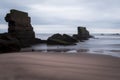 Collapsed harbour wall in Seafield Kirkcaldy, Scotland Royalty Free Stock Photo