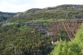 Collapsed historic railroad bridge across Dead Horse Gulch