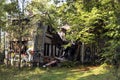 Collapsed old wooden house