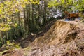 Collapsed paved road due to a landslide as result of heavy rains, San Francisco bay area, California