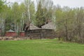 Collapsed roof of barn Royalty Free Stock Photo