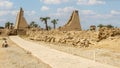 Collapsed 9th Pylon in the Precinct of Amen-Re of the Karnak Temple complex near Luxor, Egypt. Royalty Free Stock Photo