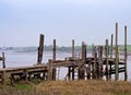 Collapsed wooden jetties