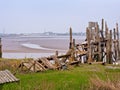 Collapsed wooden jetties