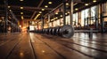 Collapsible dumbbells in the gym, equipment for sports and exercise. Spacious gym without people.