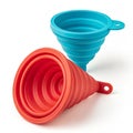 Collapsible silicone funnel for transferring liquids isolated on white background Royalty Free Stock Photo