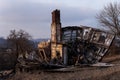 Collapsing, Abandoned House on Barren Street at Sunset