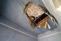 Collapsing ceiling in an abandoned home, in desperate need of repair Royalty Free Stock Photo