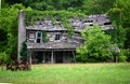 Collapsing Log Cabin Overgrown With Vines Royalty Free Stock Photo