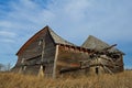 Collapsing old barn in fall