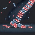 Collapsing Stack of Poker Chips Domino Effect of Gambling Loss Royalty Free Stock Photo