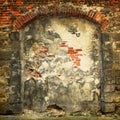 Collapsing stone wall of an old house