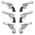 Collarbone tattoo revolvers set sketch vector Royalty Free Stock Photo