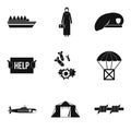 Collateral damage icons set, simple style Royalty Free Stock Photo