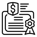 Collateral diploma icon outline vector. Loan bank Royalty Free Stock Photo