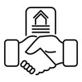 Collateral handshake agreement icon outline vector. Planning help Royalty Free Stock Photo