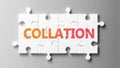 Collation complex like a puzzle - pictured as word Collation on a puzzle pieces to show that Collation can be difficult and needs Royalty Free Stock Photo