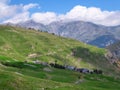 Colle Del Puriac - Panoramic view of remote mountain village in valley Valle Stura in Colle Del Puriac, Piemonte, Italy Royalty Free Stock Photo