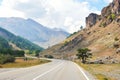 Colle della Maddalena Piedmont, Italy, mountain landscape, winding road on italian-french border.