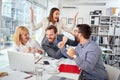 Colleagues celebrate success.business people completed  meeting Royalty Free Stock Photo