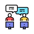 colleagues communication workspace color icon vector illustration