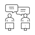 colleagues communication workspace line icon vector illustration