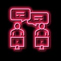 colleagues communication workspace neon glow icon illustration