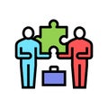 colleagues company puzzle color icon vector illustration