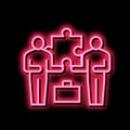 colleagues company puzzle neon glow icon illustration Royalty Free Stock Photo