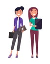 Colleagues Elegant Businesswomen Pretty Girls Set