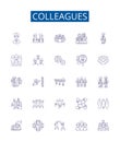Colleagues line icons signs set. Design collection of Colleagues, Peers, Workmates, Associates, Comrades, Partners