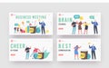 Colleagues Meetup Landing Page Template Set. Business Characters on Coffee Break, People Communicating