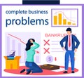 Colleagues scared of bankruptcy and decrease in profit. Dealing with business problems banner Royalty Free Stock Photo