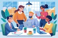 Colleagues share ideas and collaborate while enjoying a positive work environment in a bright office space, Engaging team meeting Royalty Free Stock Photo