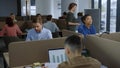 Colleagues using laptop computers for work. Businessman working with documents Royalty Free Stock Photo