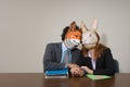 Colleagues wearing masks Royalty Free Stock Photo