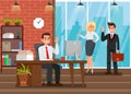 Colleagues at Workplace Flat Vector Illustration