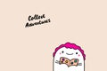 Collect adventures hand drawn vector illustration with cute cartoon man and photo album