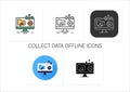 Collect data offline icons set