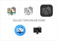 Collect data online icons set