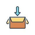 Color illustration icon for Collect, box and gather