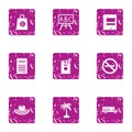 Collect the journey icons set, grunge style