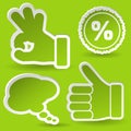 Collect Sticker with Hand and Stamp Icon Royalty Free Stock Photo
