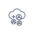 collect user data in cloud line icon