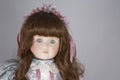 Collectable Porcelain doll on white Royalty Free Stock Photo