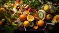 Collected kitchen scraps for recycling into gardening compost