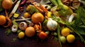 Collected kitchen scraps for recycling into gardening compost