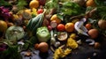 Collected kitchen scraps for recycling into gardening compost