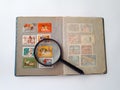 Collectible album with old postage stamps of the USSR Royalty Free Stock Photo