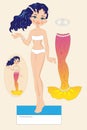 Collectible paper doll or to be cut with a dress that represents the little mermaid Royalty Free Stock Photo